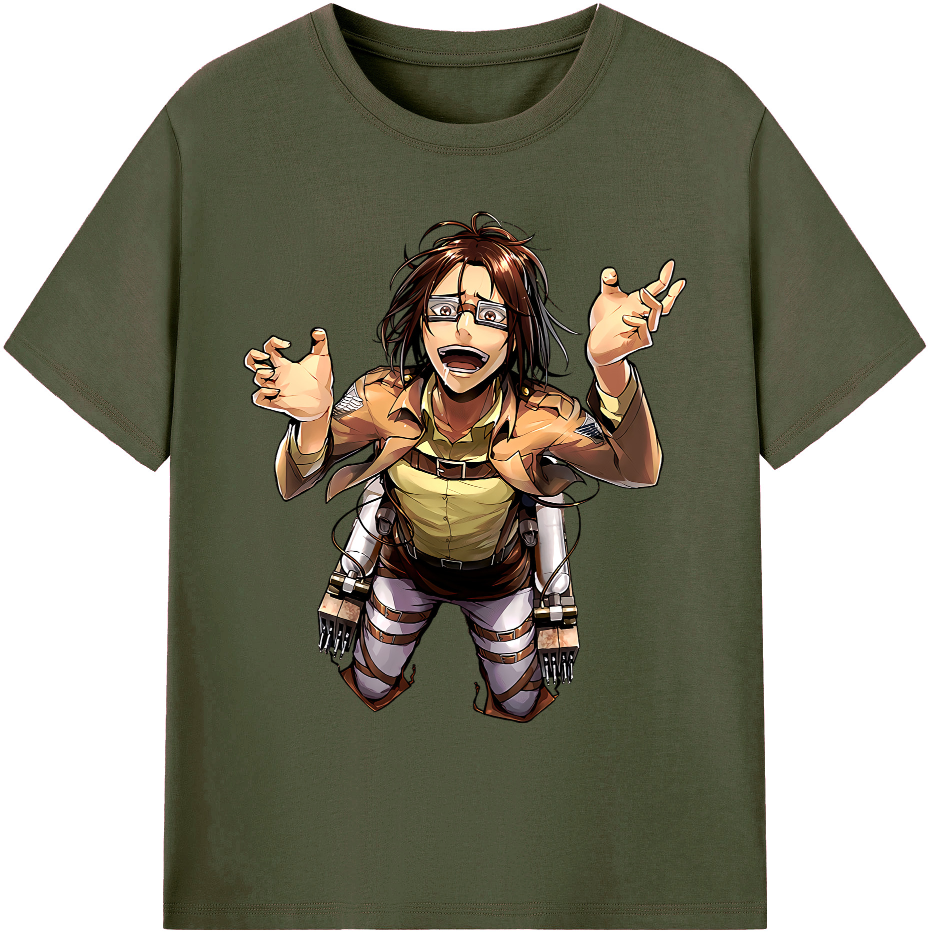 （画像用） 進撃の巨人 ハンジ·ゾエ Attack on Titan Hanji Zoe 綿100％ メンズ半袖Tシャツ｜肌触りやわらか＆通気性